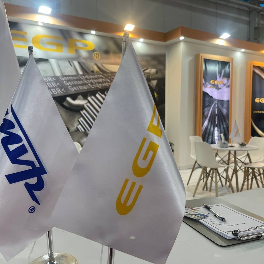 EGP and MVP exhibition booth with flags